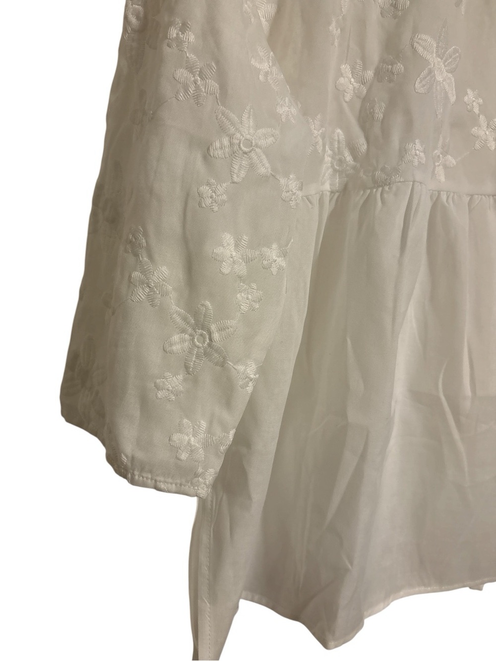 White Embroidered Peasant Blouse XL - Picture 2 of 6